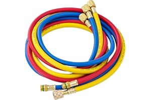 TIGBEAR R134A AC Refrigerant Charging Hoses, 5FT Manifold Gauge Hose Kit for R134A Air Condition Refrigerant, 1/2" SAE Thread, 600 PSI 3 Colored A/C Charging Hose Tube 60 Inch