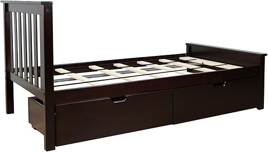 Amazon Com Max Lily Solid Wood Twin Size Bed With Under Bed