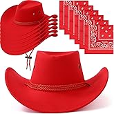 Zhanmai 12 Pcs Cowboy Hat and Bandana Cowboy Cowgirl Hats Bulk Western Party Costume Halloween Accessory