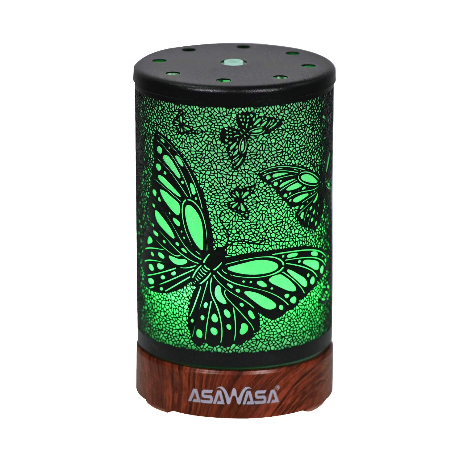 Essential Oil Diffuser ASAWASA Metal Aromatherapy Ultrasonic Cool Mist Aroma Humidifier with Waterless Auto Shut-Off,7 Colors Changed LED Night Lamp for Home bedroom Office spa Yoga 100ml (Butterfly)