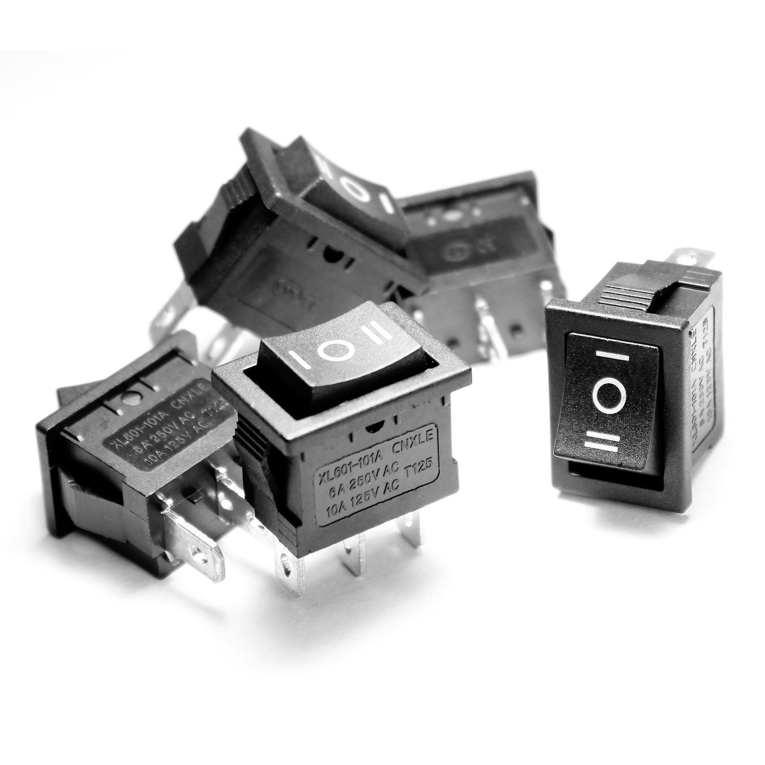 56Tiankoou 5PCS SP3T Rectangular Rocker Switch Car dash light (ON/OFF/ON) Momentary 3Pin AC10A 125V / 6A 250V