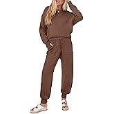 Ekouaer Women's 2 Piece Lounge Set Long Sleeve Knit Pajamas Sweatsuit Jogger Pant Outfits With Pockets S-XXL