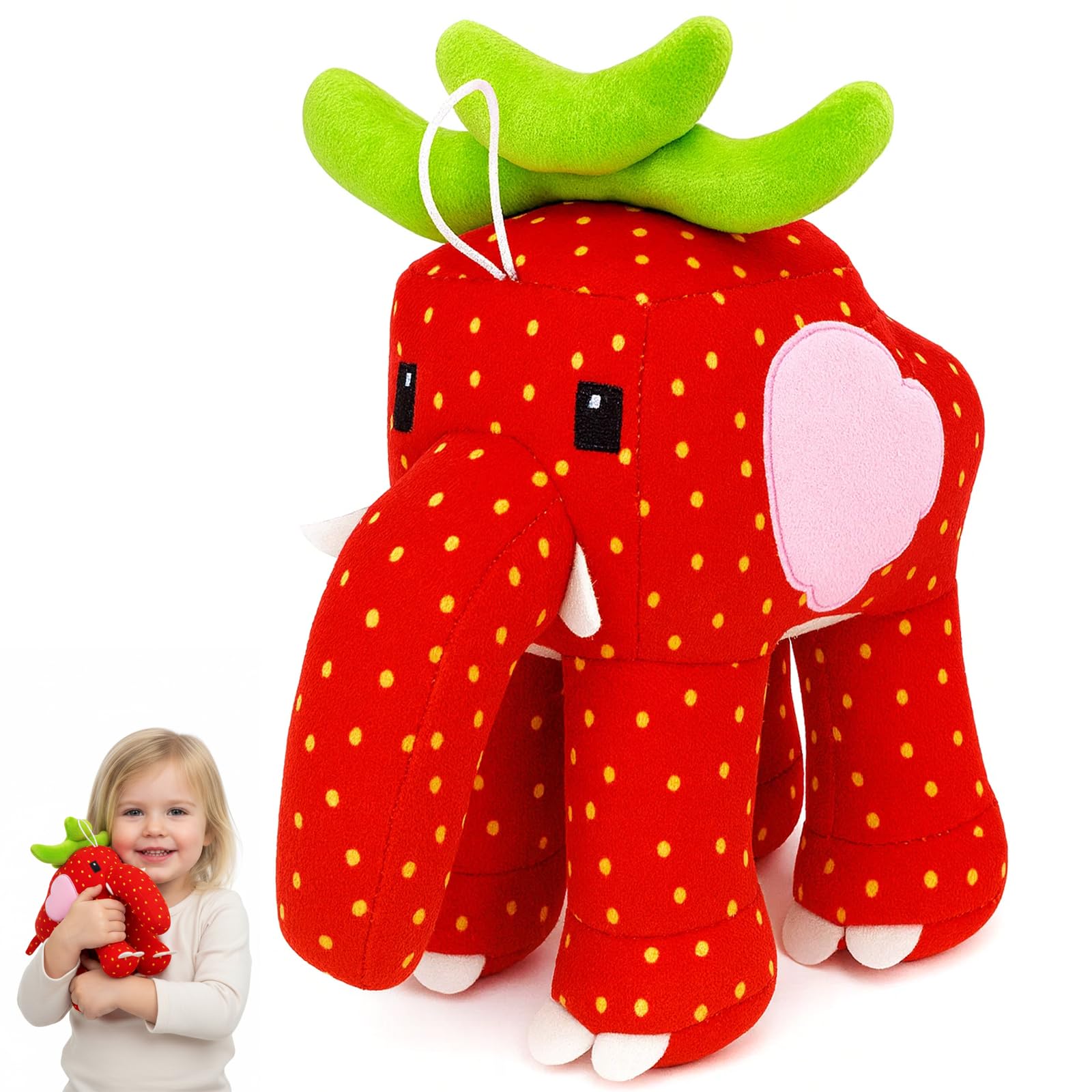 GYTFOG Strawberry Elephant Plush, Brainrot Plush Toy, Cute Soft Stuffed Animal, Steal A Brainrot Plush, 67 Plushs, Strawberry Elephant Brainrots, 22x25cm
