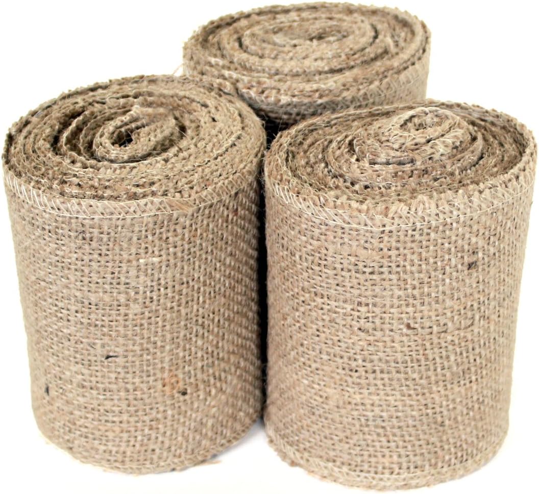 Craft Burlap Ribbon No Fray Edges 4 Inches by 10 Yards 3 Pack Wreath Ribbon