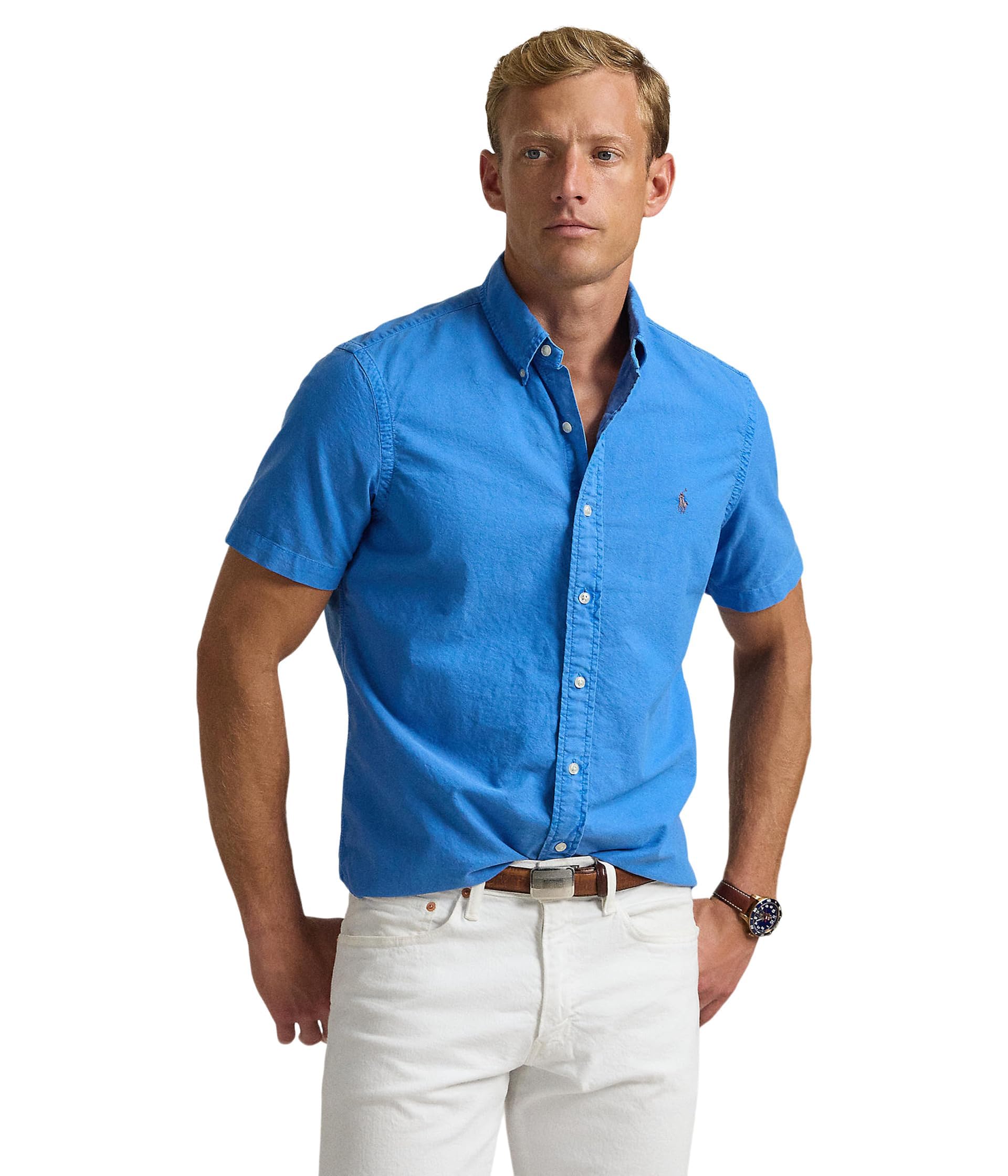 Photo 1 of POLO RALPH LAUREN Men's Classic Fit Garment-Dyed Oxford Shirt Blue Orbit Medium