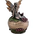 SUMMIT COLLECTION Pondering Fairy on Lotus Fantasy Art Nouveau Michelle Jewelry Box Display Decoration, 3 Inches