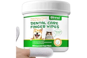 RSGRT Pet Teeth Cleaning Wipes for Dogs & Cats, Finger Dog Dental Wipes, Breath Freshener Dog Teeth Cleaning Wipes, Dog Tooth Brushing Kit Help Wipe Away Plaque & Tartar (50pcs)