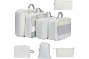 YOOFAN Packing Cubes - Premium Travel Organizer Bags for Suitcases, Must-Have Travel Accessories (Beige, 8 Set)