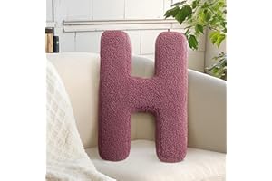 huraty Decorative Throw Pillow Plush Letter Pillow Soft Alphabet H Cushion Accent Pillow for Sofa Couch Bed Chairs (H, 14.9" Lx11.8 W)
