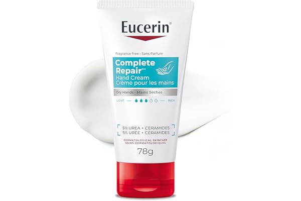 Eucerin Complete Repair Moisturizing Hand Cream, Moisturizing Lotion with 5% Urea and Ceramides for Dry Hands, 75 mL