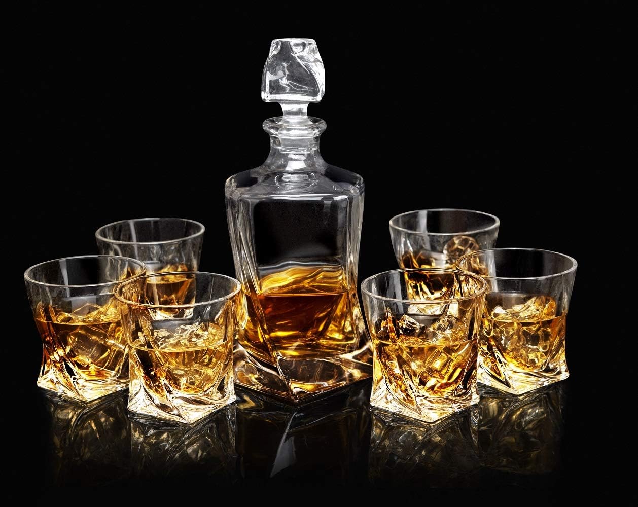 KANARS Whiskey Glasses and Decanter Set, 800ml NoLead Crystal Whisky