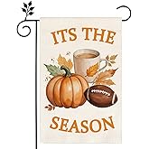 ITS THE SEASON Fall Football Pumpkin Maple Leaves Garden Flag 12 x 18 Inch Autumn Home Outdoor Yard Decoration Flag