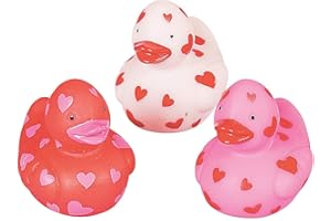 FUN EXPRESS Mini Valentine Rubber Duckies - Bulk set of 24 - Valentine's Day Toys, Party Favors and Handouts