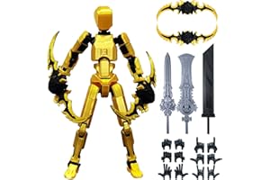 altuco Assembled T13 Action Figure with Multiple Accessories, Gold 3D Printed Multi-Jointed Titan 13 Figure,Dummy 13 Desktop Decorative Toy