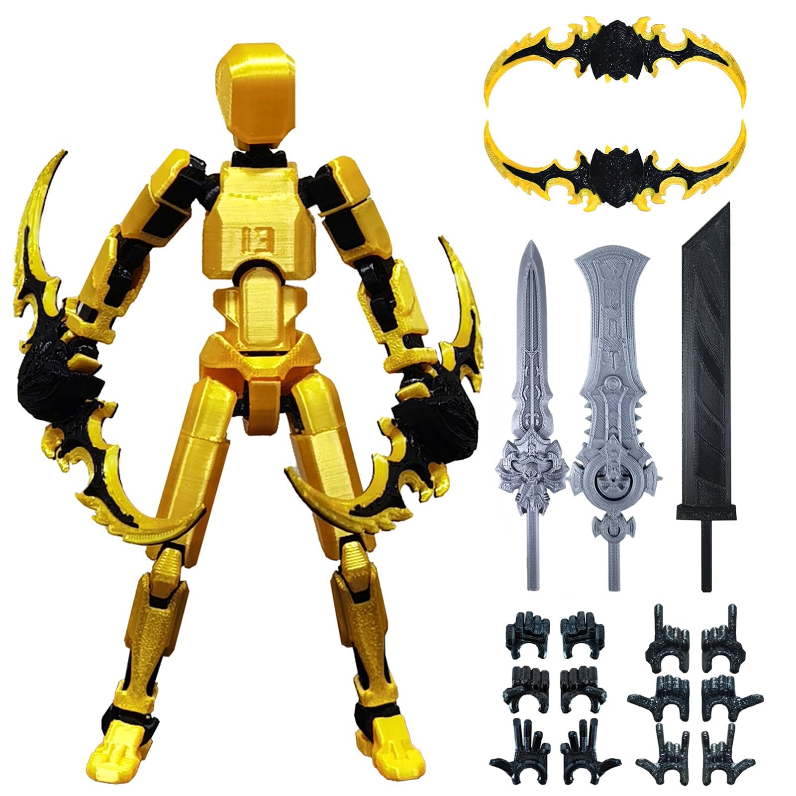 Photo 1 of altuco T13 Action Figure for Kids,3D Printed Titan 13 Figure with Multiple Accessories,Dummy 13 Desktop Decorative Toy(Gold)