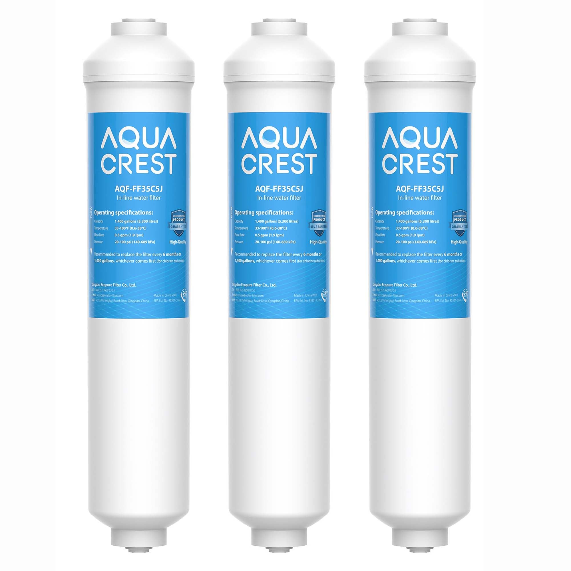 AQUA CREST Fridge Water Filter, Compatible with Samsung Aqua-Pure Plus (ONLY External) DA29-10105J DA99-02131B HAFEX/EXP DA2010CB 5231JA2010B Wpro USC100/1 WSF-100 (3)