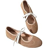 BEAUDRM Women's Bowknot Closed Toe Flats Shoes Round Toe Slip On Casual Ballet Flats Dress Shoes