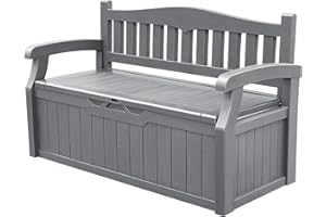 VICTONE 80 Gallon Storage Bench Deck Box Lockable for Patio Furniture, Garden Decor and Outdoor Seating for Cushions, Garden 