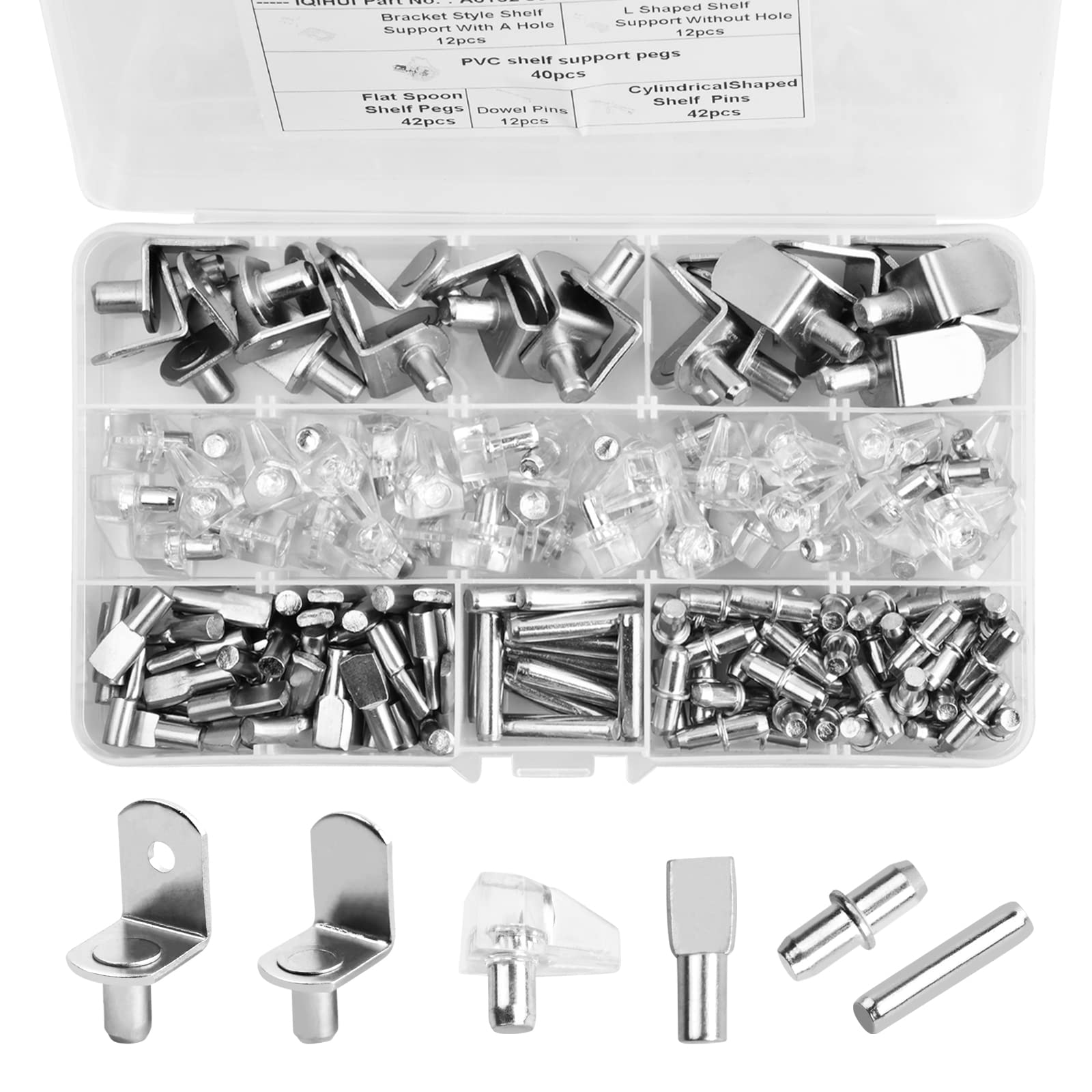 volumoon 5 mm Shelf Support Peg, 160PCS Shelf Pins, Wardrobe Shelf Pegs, Shelf Support Stud pegs, Pin Bracket Stainless Steel, Clear pin Shelf Supports for Shelves Cabinets Brackets Furniture Kitchen