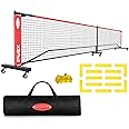 Choiana Portable Pickleball Net, Pickle Ball Net Outdoor with 22ft Regulation Size Net, Court Markers, Durable Frame PE Knited Pickleball Practice Net System for Backyard Driveway