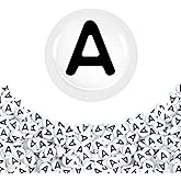 TOAOB 100pcs Vowel Letter Beads 4x7mm White Acrylic Alphabet Beads Individual Black Round Letter A Bead for DIY Friendship Bracelets Necklaces Keychains Jewelry Making
