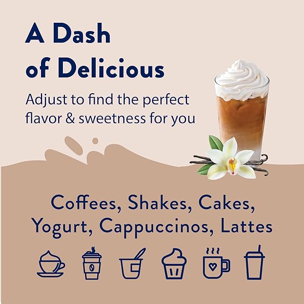 JORDAN’S SKINNY MIXES SUGAR FREE COFFEE SYRUP, VANILLA COFFEE FLAVORING SYRUP, ZERO CALORIE DRINK MIX, LATTES, BAKING, PROTEIN SHAKE OR COCKTAIL, DAIRY & GLUTEN FREE, KOSHER, 25.4 FL OZ