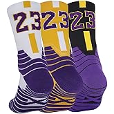 Pimaja Basketball Socks 3 Pairs, Athletic Socks with 3D Ankle Protection , Compression Cushion Sport Socks for Men &