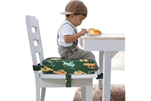 FUNCORITY Toddler Booster Seat for Dining Table, Portable Booster Seat for Kitchen Chair, 4 Inch High-Density Foam Cushion with Adjustable Safety Straps and Non-Slip Bottom, Perfect for Kids Travel and Daily