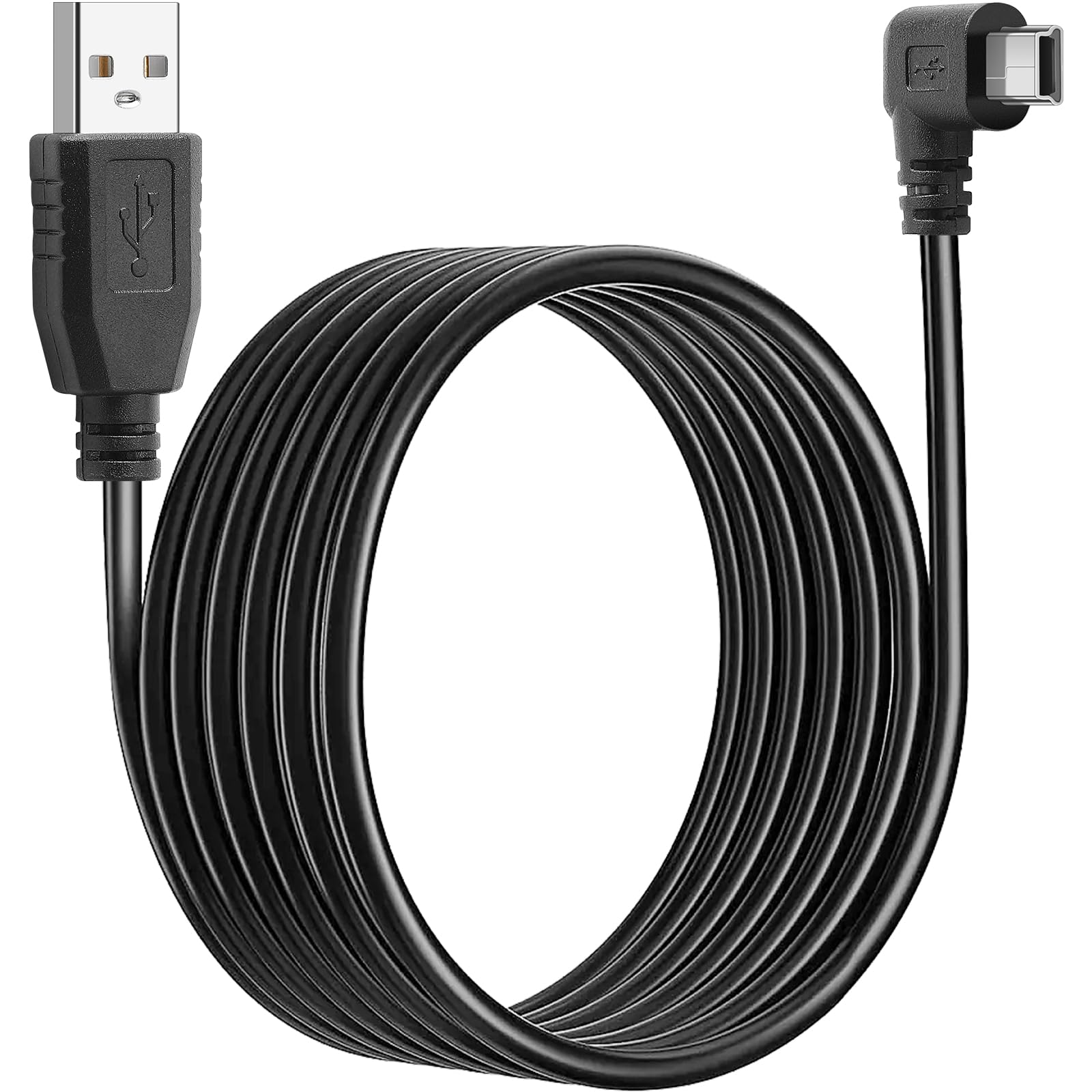 SAISN Mini USB Right Angle Type A Male to B Male Cable, 90 Degree Charging Cord for Dash Cam Driving Recorder, 3.5M