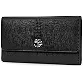 Timberland Leather RFID Flap Wallet Clutch Organizer, Black (Pebble)