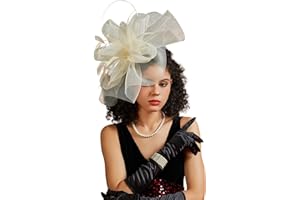 LATIMOON Tea Party Hat Fascinators Hats for Women Girls Elegant Kentucky Derby Hat Flower Feather Headband Outfits for Wedding Church