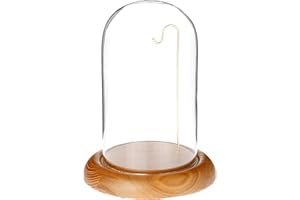 Plymor 4" x 7" Watch/Ornament Glass Display Dome (Oak Base & Brass Wire)