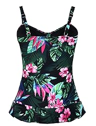 Hilor Women's 50's Retro Ruched Tankini Swimsuit