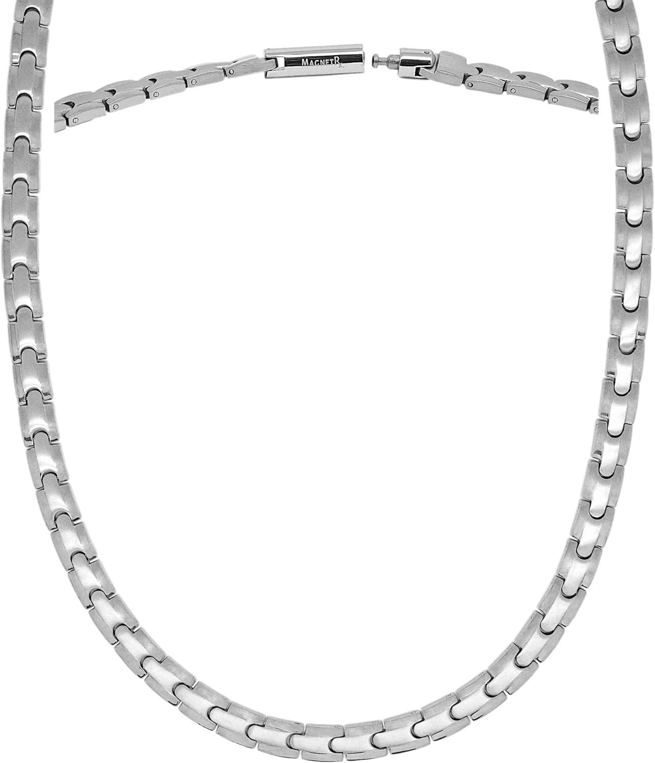 MagnetRX® Titanium Magnetic Therapy Necklace - Natural Pain Relief for Neck Arthritis, Back, Shoulder Pain, Headache and Migraine Relief Magnetic Necklace (Silver, 19.25 Inches): Health & Personal Care