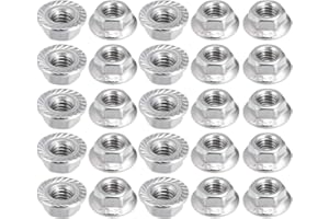 uxcell M5 Serrated Flange Hex Lock Nuts, 304 Stainless Steel, 25 Pcs