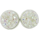 Summerfield Collection Silver-tone Solid AB Faux Druzy Stone Stud Earrings 12mm