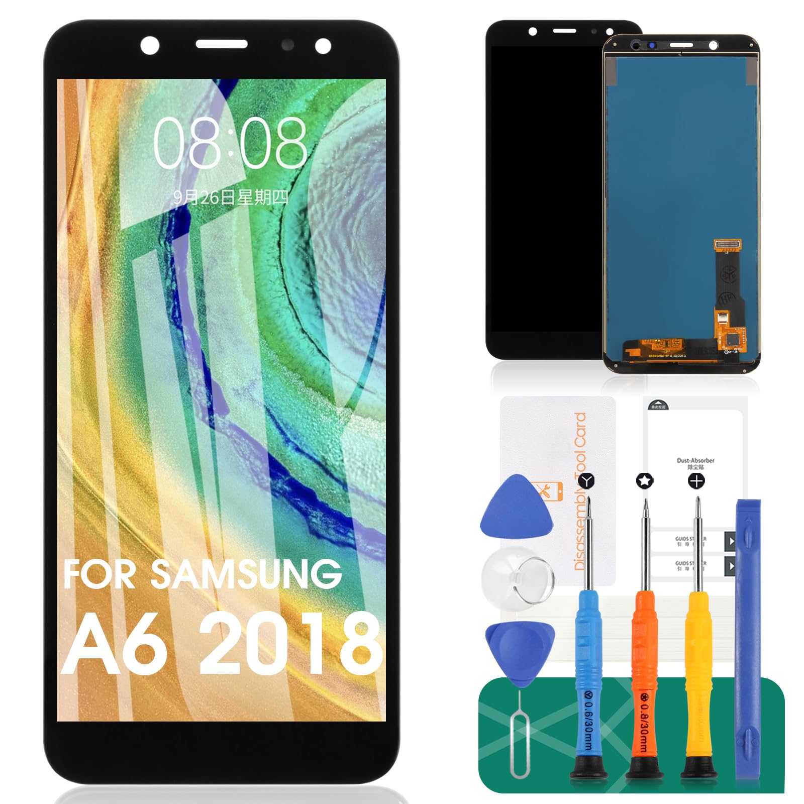 For Samsung Galaxy A6 2018 A600 A600F/DS A600FN A600G/DS A600FN/DS LCD Screen Replacement Digitizer Glass Assembly Kits?Free tempered film, glue and tools,Black