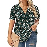 RITERA Plus Size Tops for Women Short Puff Sleeve Blouse Casual V Neck Tunic Oversize Loose Fit Ladies Tunic Summer XL-5XL