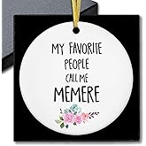 fZSZSD My Favorite People Call Me Memere Ornament, Grandma Mother's Day Birthday Gifts from Grandkids Ceramic Ornament Keepsake, Gifts for Memere Hanging Ornaments for Christmas Tree Decoration