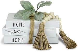 TenXVI Designs White Decorative Faux Books for Farmhouse & Living Room Decor - Coffee Table & Shelf Accent, Home Sweet Home