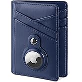 Miroddi Men's Card Wallet for AirTag, Front Pocket Wallet with AirTag Holder, Premium Leather Wallet, RFID Blocking Cash Credit Card Holder Wallet, 9 Card Slots and 4 Storage Pockets, Dark Blue