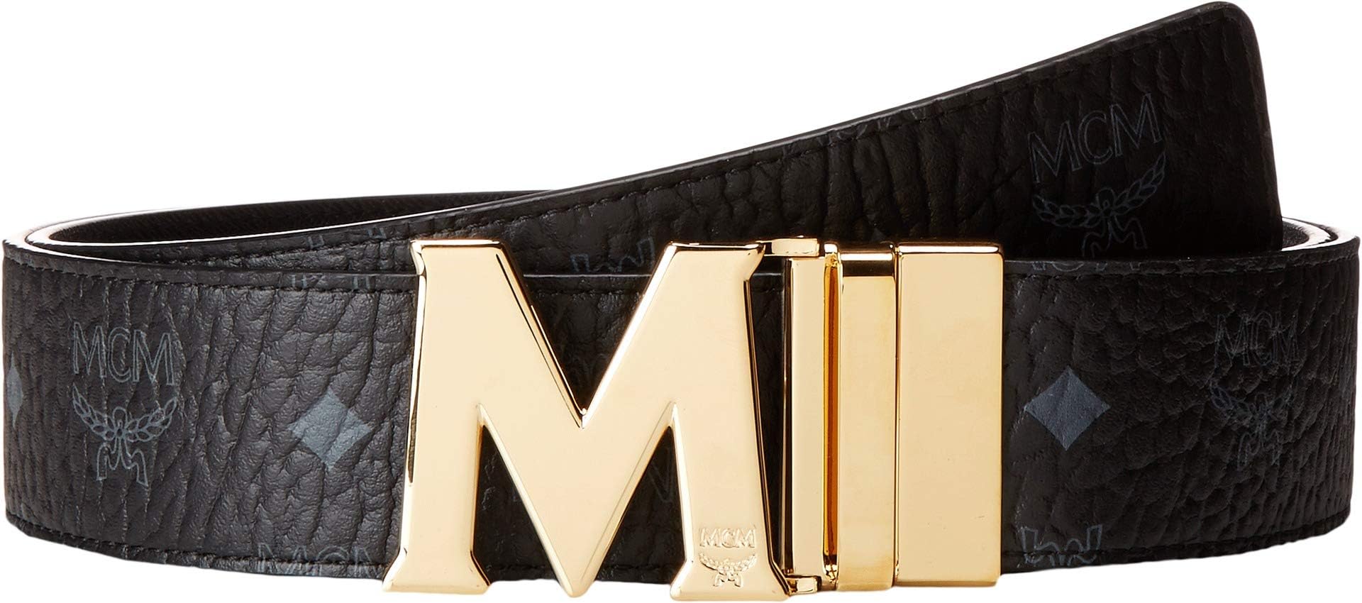 MCM Men's Gold M Buckle Reversible Belt