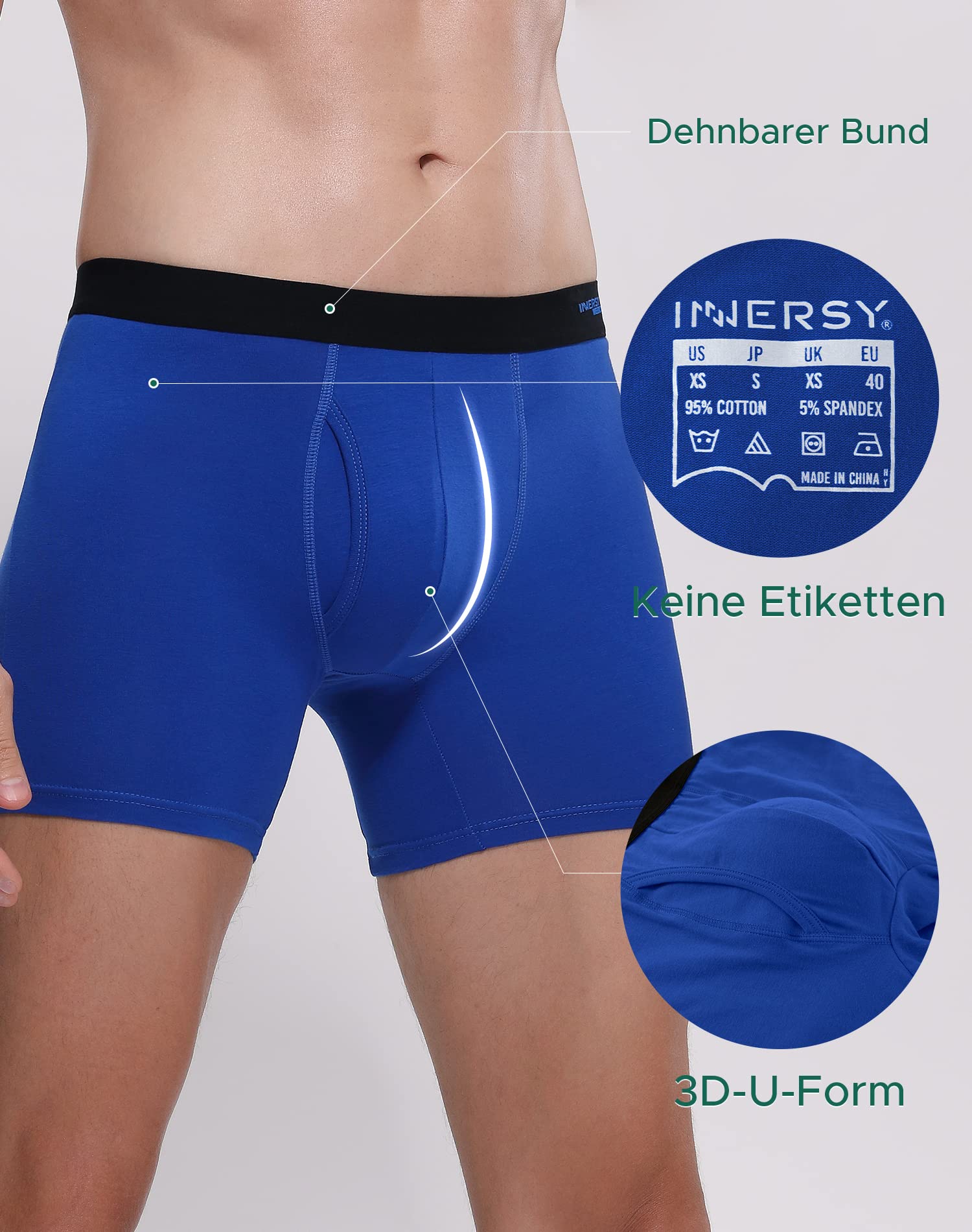 INNERSY Unterhosen Männer Baumwolle Boxershorts mit Eingriff Herren Bunt Unterwäsche 7er Pack (L, Rainbow Color) 4