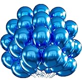 Chrome Metallic Blue Balloons 12 inch, 100 Pcs Latex Shiny Balloons for Graduation Halloween Wedding Birthday Baby Shower Christmas Party Decoration