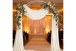 Loopiske 2 Panels Ivory Christmas Wedding Arch Draping Fabric 29" × 6.5 Yards Sheer Backdrop Curtains Chiffon Drapery for Christmas Wedding Ceremony Birthday Party Indoor Ceiling Decor