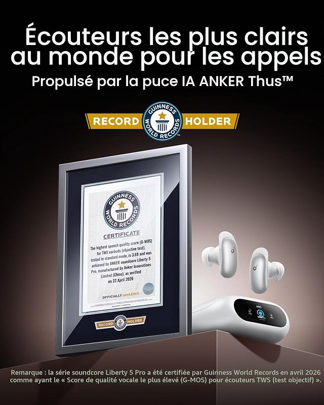 by Anker Liberty 5 Pro, Écouteurs à réduction de Bruit