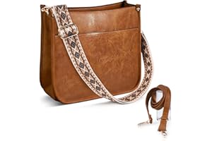 NIDOOT Vegan PU Leather Crossbody Bags for Women Trendy With 2 Adjustable Straps,Hobo Guitar Strap Cross Body Bag Purses for Women