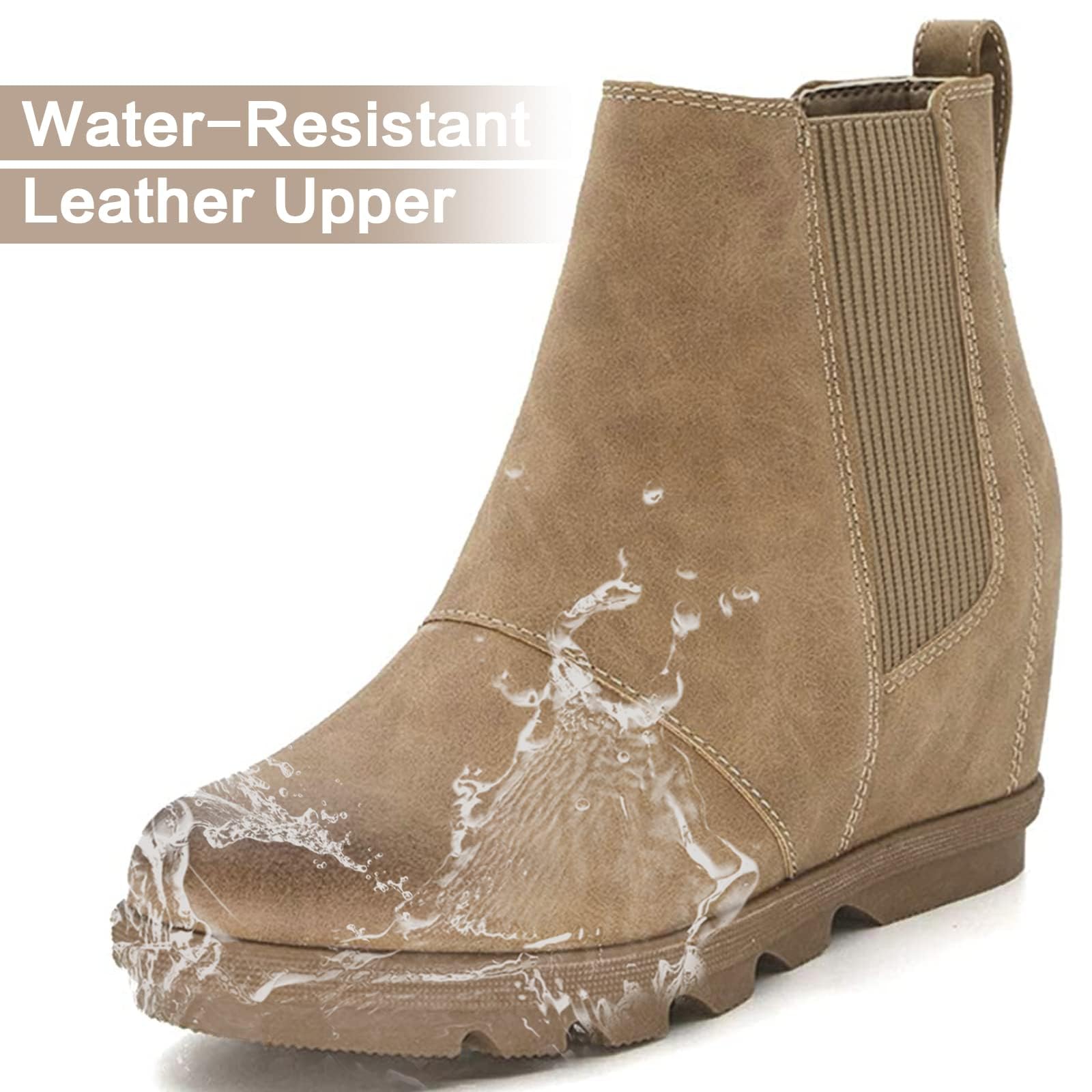 Athlefit Women's Wedge Boots Comfortable Ankle Wedge Booties