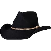 MIX BROWN Western Cowboy Hat for Men & Women 100% Wool Wide Brim Cowgirl Hats Outback Panama Rancher Felt Hat