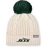 FOCO NFL Womens NFL Team Logo Cable Knit Pom Beanie Hat